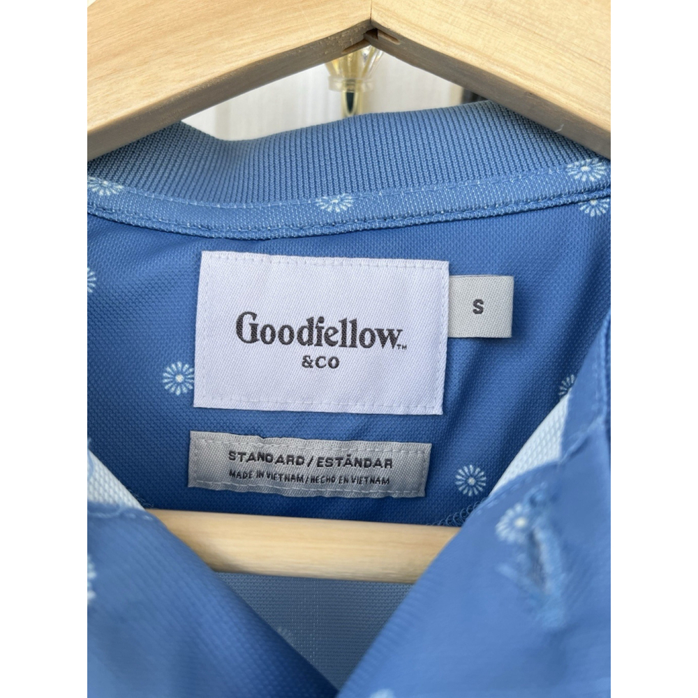 Goodfellow & Co Blue Polo Shirt Small Short Sleeve Patterned Golf Casual - Picture 3 of 13
